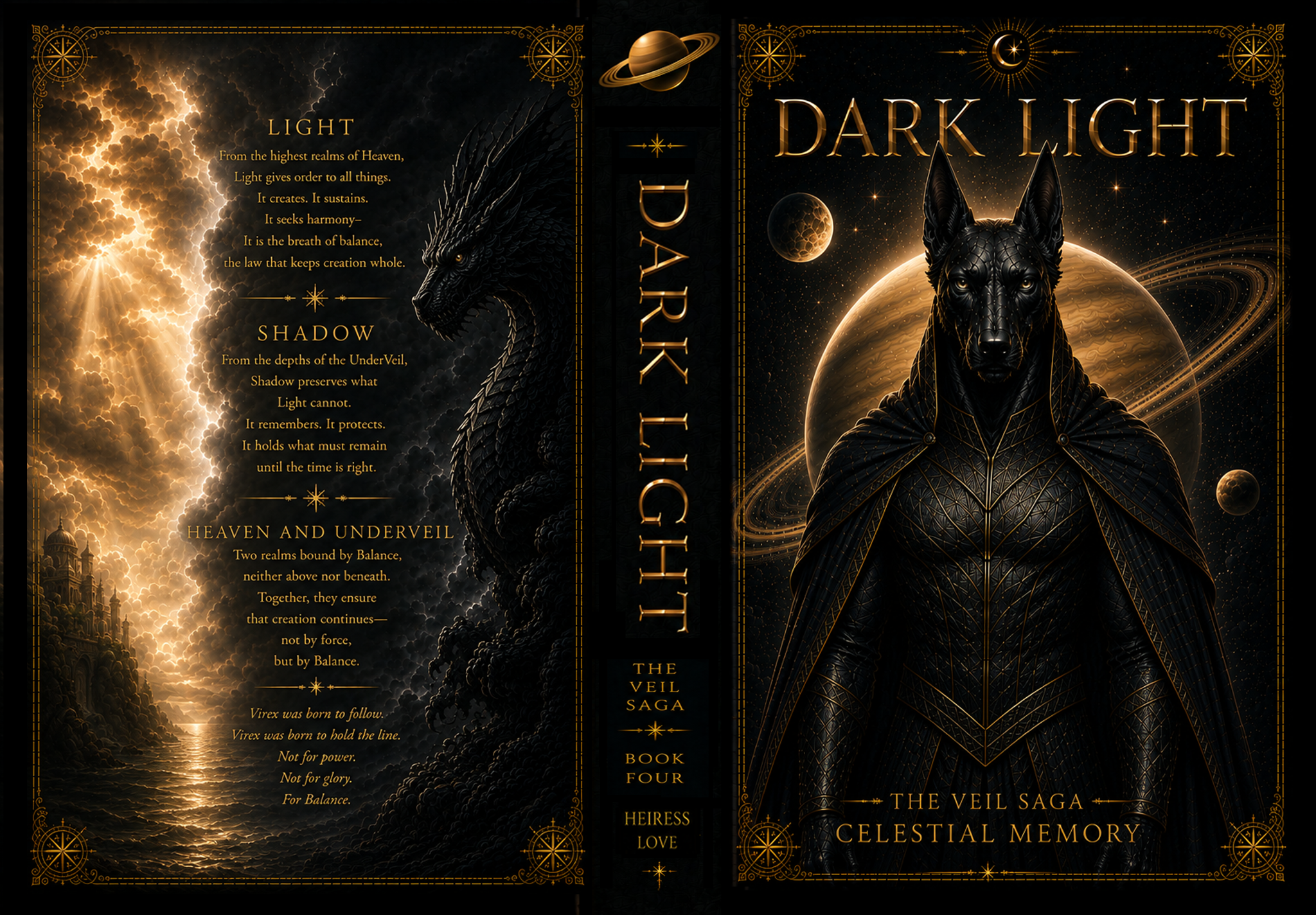 Dark Light complete paperback cover including back, spine, and front